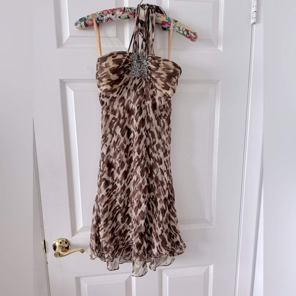 BCBG Leopard Print Halter Dress